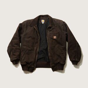 Carhartt Duck Canvas Espresso Brown Bomber Jacket in Medium
